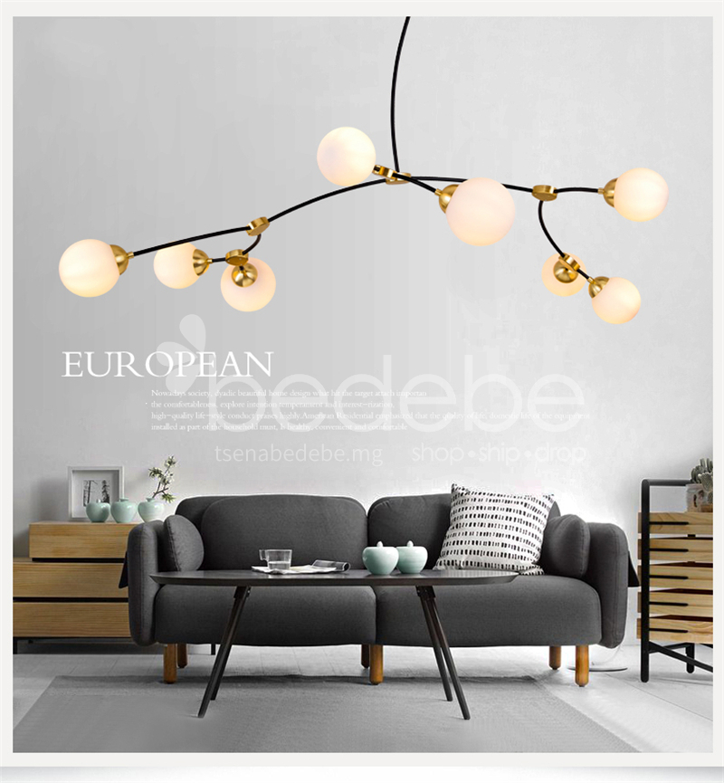 Italian Style Light Luxury Creative Magic Bean Molecular Restaurant Chandelier Rectangular Living Room Lamp Bedroom Clothing Nordic Lamps Ybkj Xcp8885 Room Lamp Bedroom Clothing, Chandelier Wall Decal Target